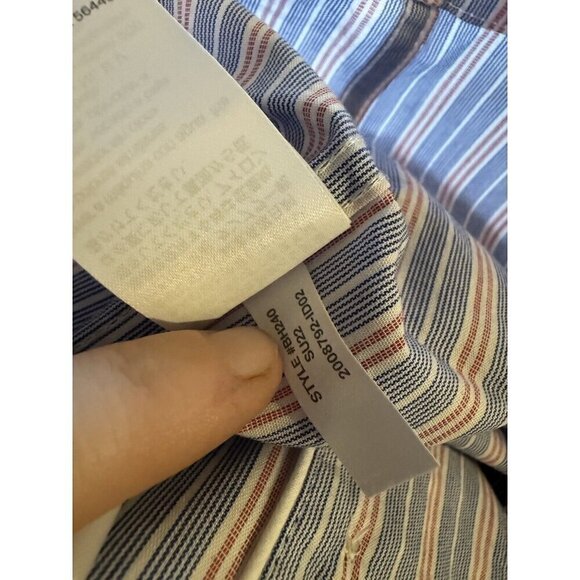 J. Crew PJ Top Men Large Blue Red Stripe Poplin Button Up Top Casual Comfort - Picture 8 of 10